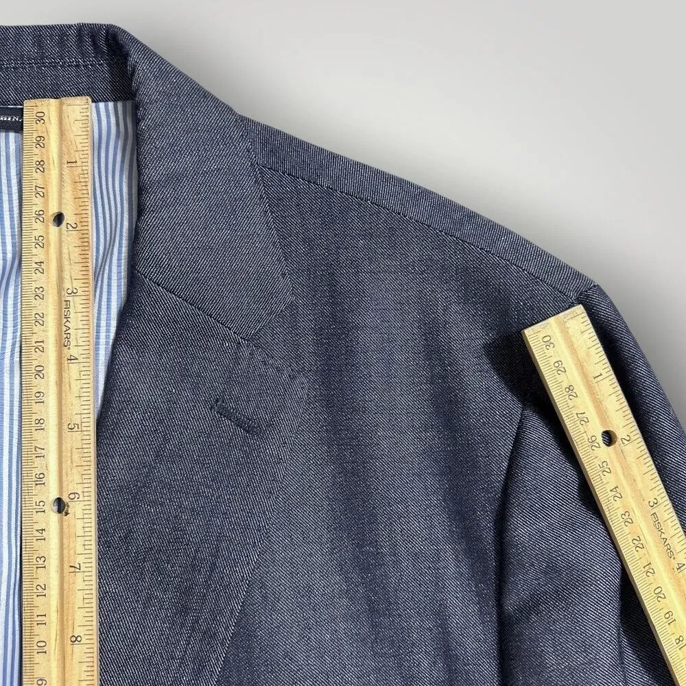 BANANA REPUBLIC Tailored fit Mens Blazer 44R Sport Coat Jacket WOOL/LINEN Navy